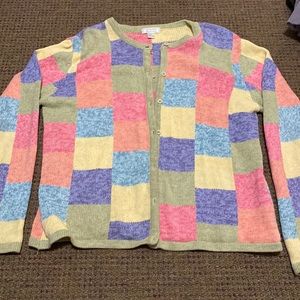 Colorful button up sweater